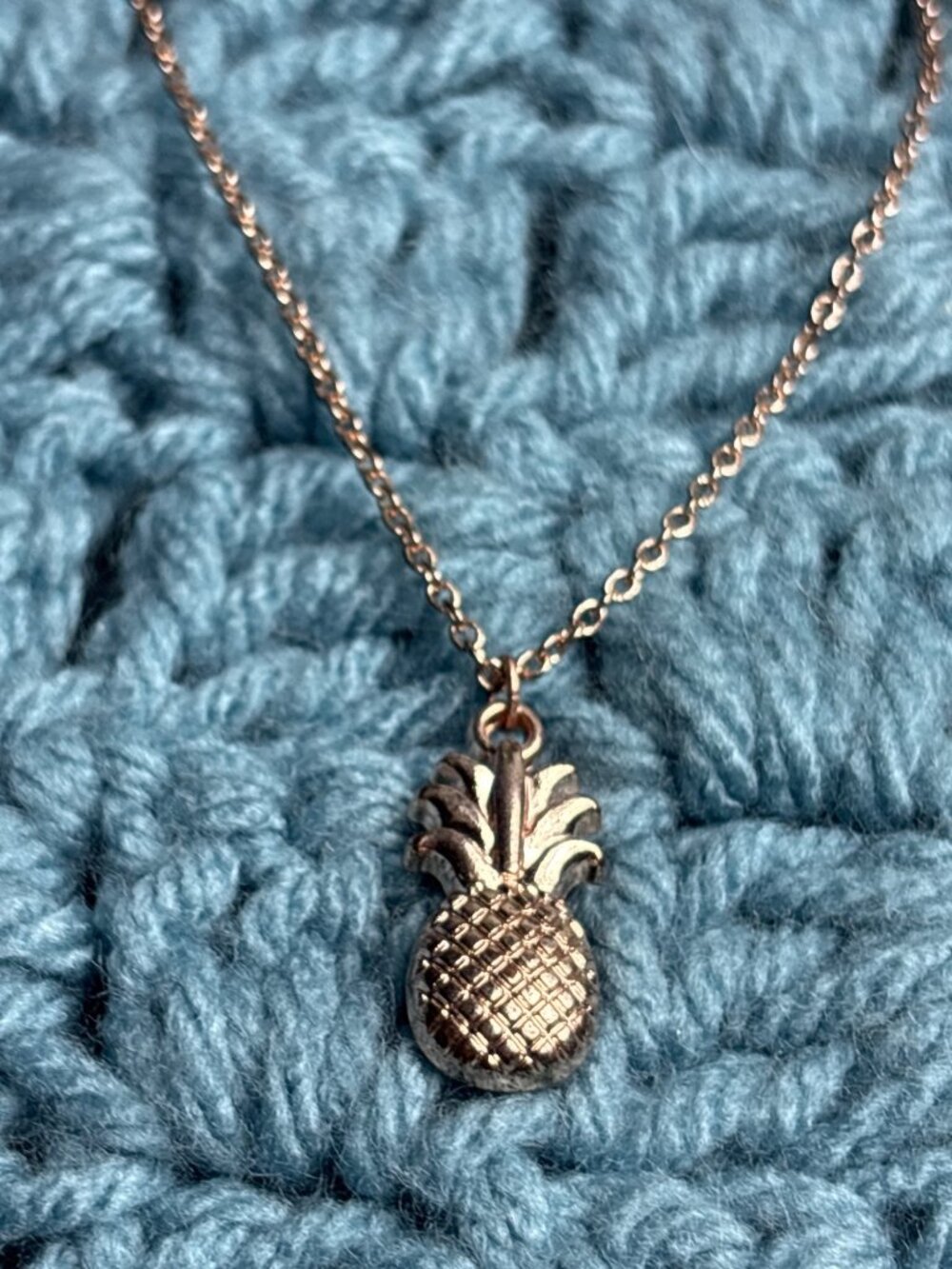 Goldtone Pineapple Choker Necklace Dainty Minimalist 12 - 15 inches Long